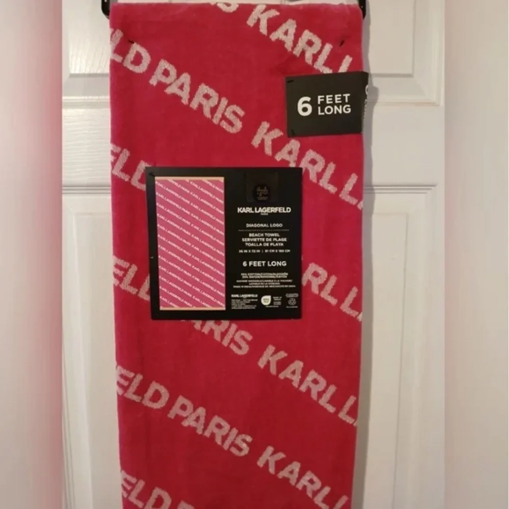 Karl Lagerfeld Paris NWT 6FT Pink Beach Towel